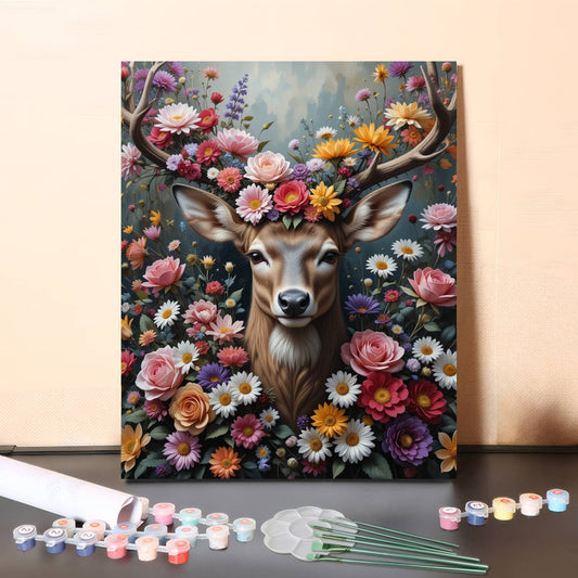 Floral Deer – Paint by Numbers Canvas Kit