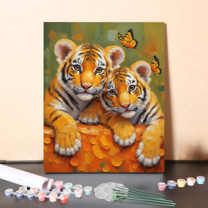 Cute Tiger Cubs – Paint by Numbers Canvas Kit