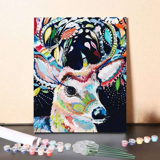 Boho Deer – Colorful Paint by Numbers Canvas Kit