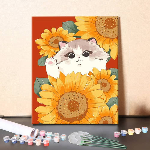Sunflower Cat – Paint by Numbers Canvas Kit
