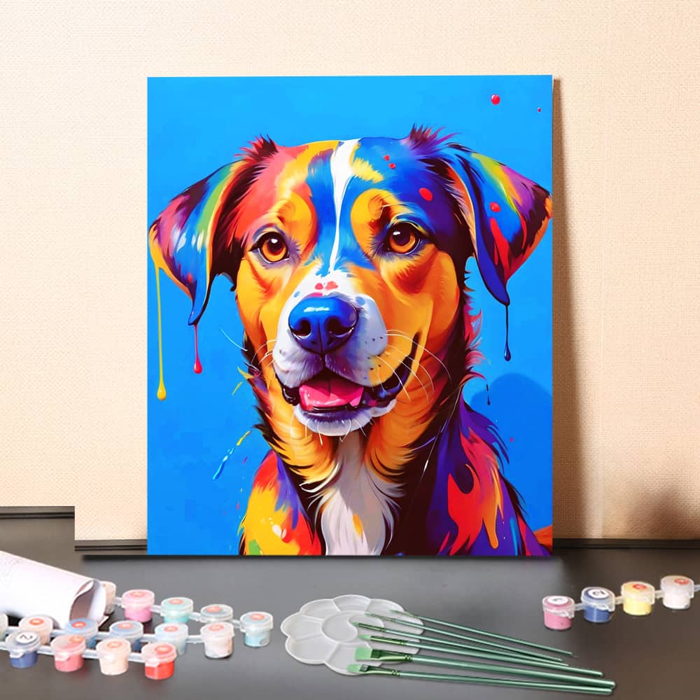 Rainbow Splash Dog – Paint by Numbers