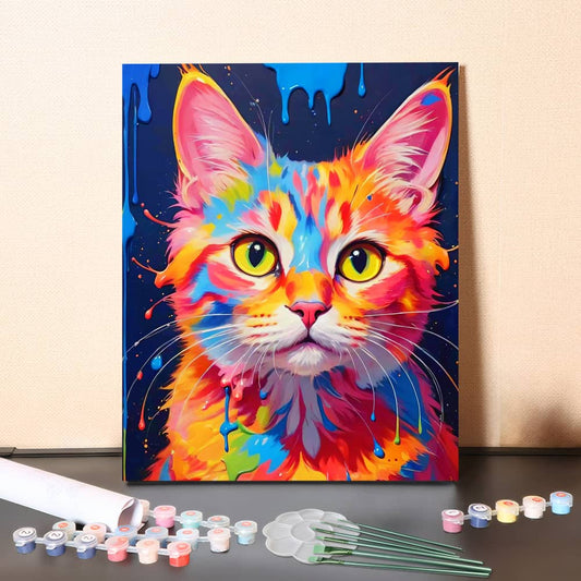 Colorburst Cat – Paint by Numbers
