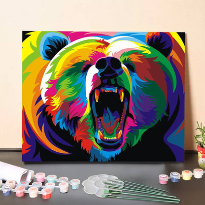 Rainbow Roaring Bear – Paint by Numbers