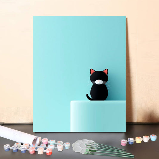 Quiet Cat – Minimal Paint by Numbers Canvas Kit