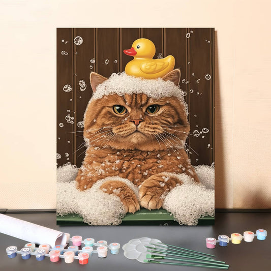Bubble Bath Cat – Paint by Numbers