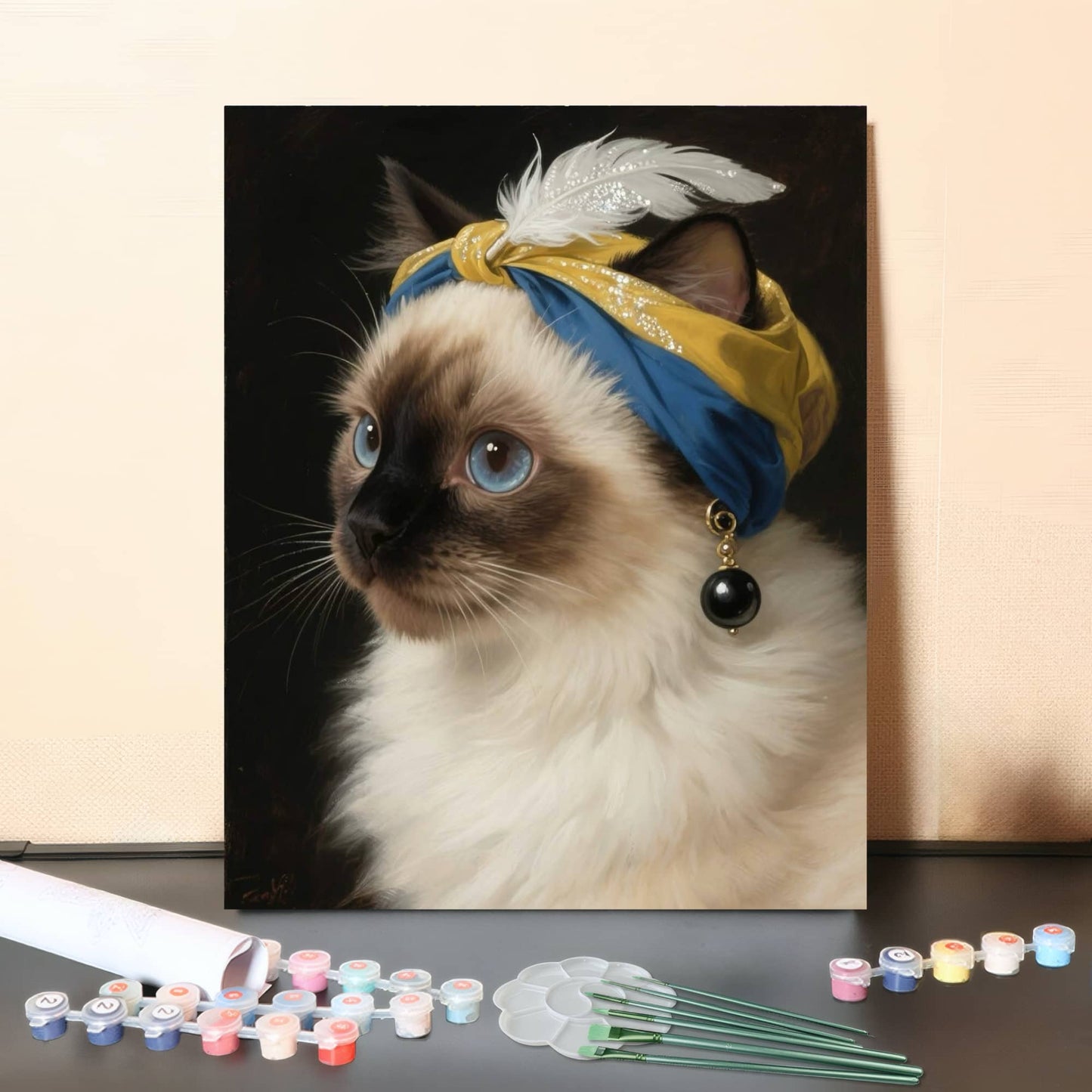 Blue-Eyed Royal Cat – Elegant Classic AI Paint by Numbers
