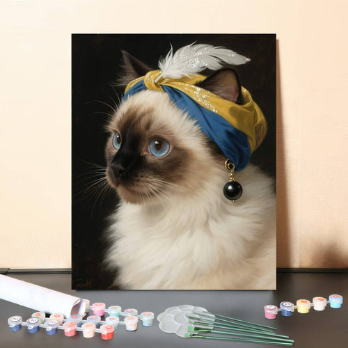 Blue-Eyed Royal Cat – Elegant Classic AI Paint by Numbers