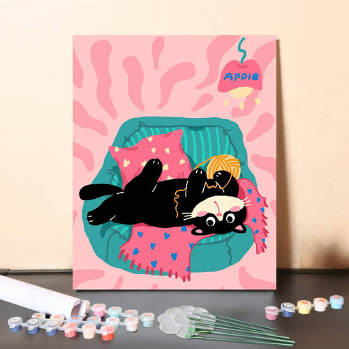 Lazy Afternoon Cat – Cozy AI Paint by Numbers Art Kit