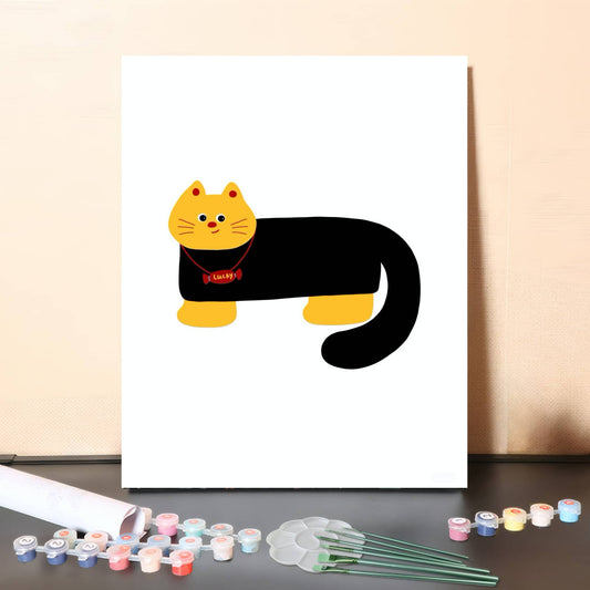 Lucky Black Cat – Paint by Numbers Canvas Kit
