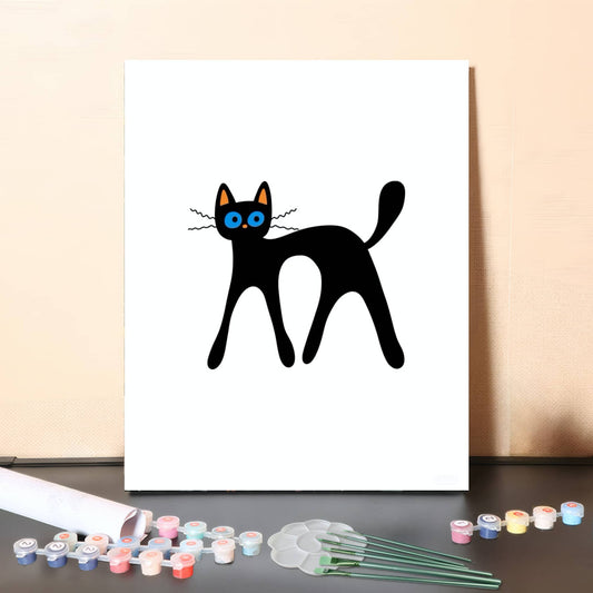 Cute Black Cat – Paint by Numbers Canvas Kit