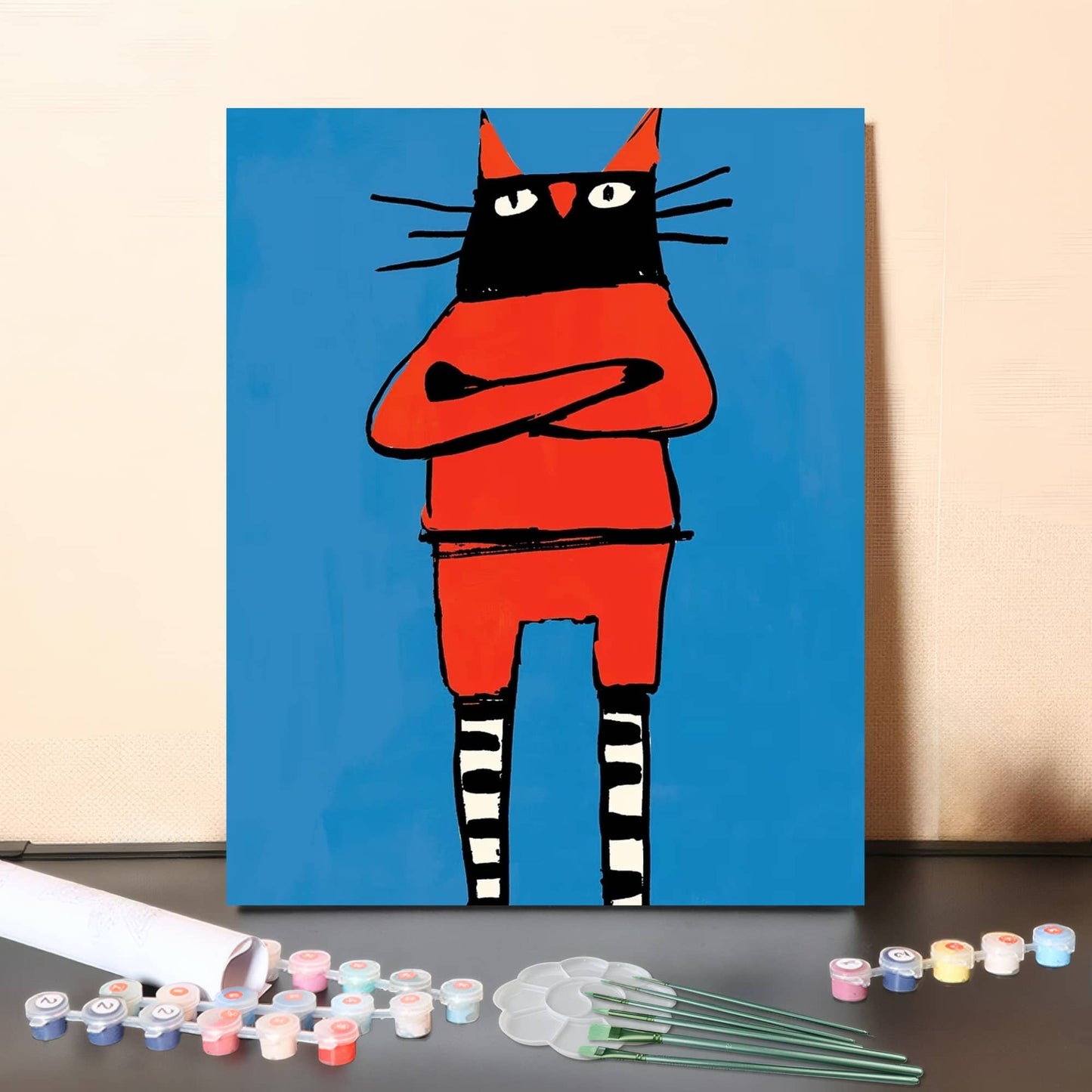 Arms Crossed Cat – Bold AI Animals · Paint by Numbers