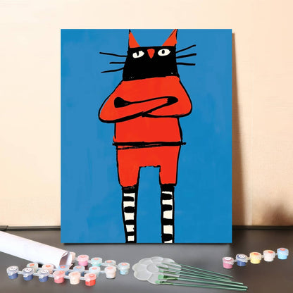 Arms Crossed Cat – Bold AI Animals · Paint by Numbers