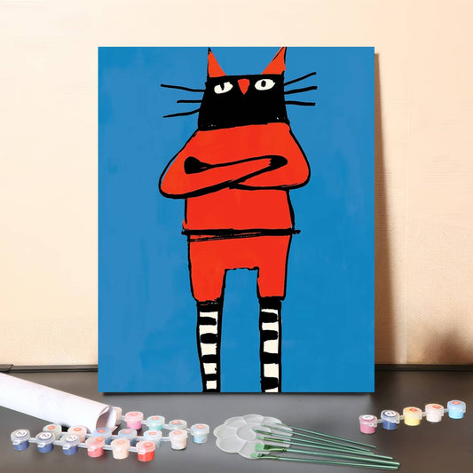 Arms Crossed Cat – Bold AI Animals · Paint by Numbers