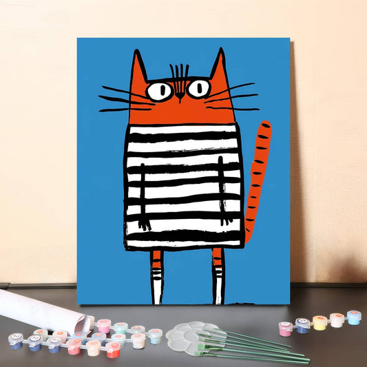 Striped Curious Cat – AI Animals Paint by Numbers Art Kit