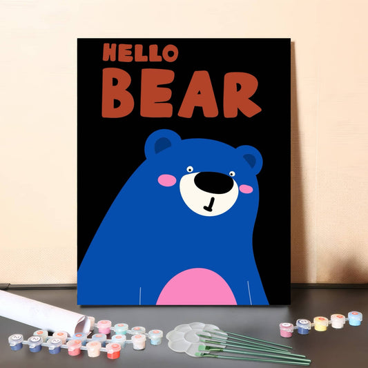 Hello Bear – Modern Cute AI Paint by Numbers