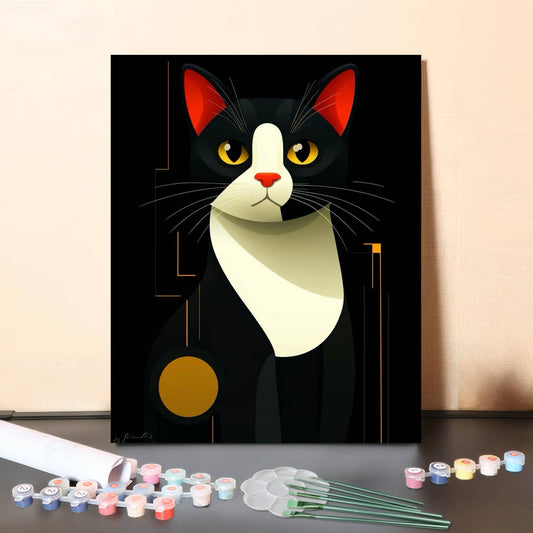 Midnight Cat – Paint by Numbers Canvas Kit