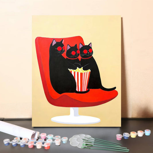 Movie Night Cats – Paint by Numbers