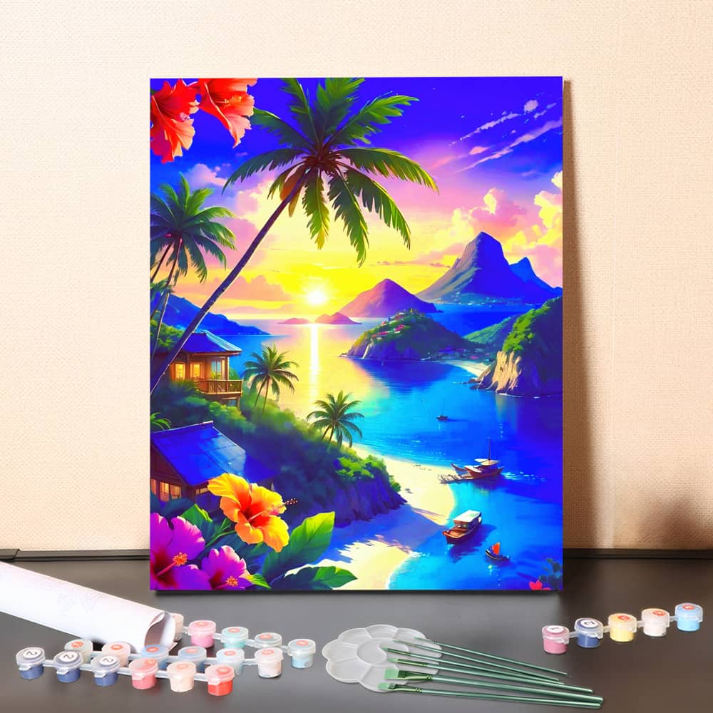 Tropical Sunset – Paint by Numbers Canvas Kit