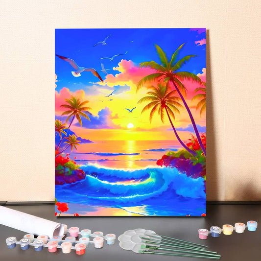 Island Sunset – Paint by Numbers Canvas Kit