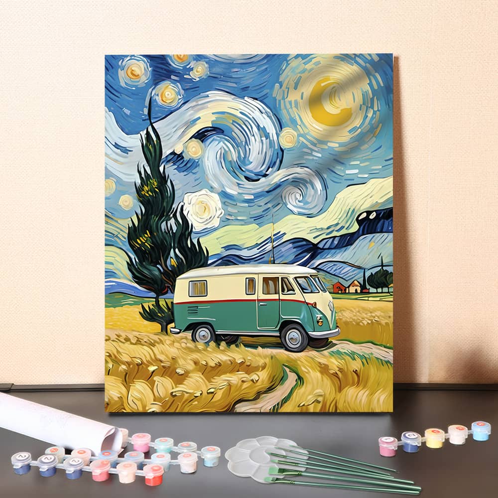 Camping Under the Starry Sky – Paint by Numbers Canvas Kit