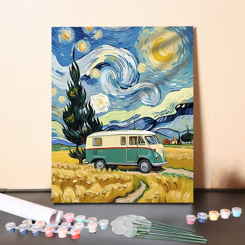 Camping Under the Starry Sky – Paint by Numbers Canvas Kit