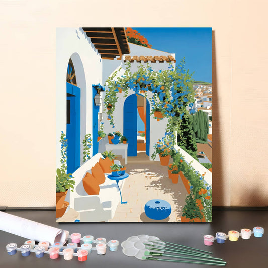 Flower Terrace – Paint by Numbers Canvas Kit