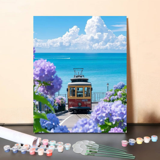 Seaside Railway – Paint by Numbers Canvas Kit