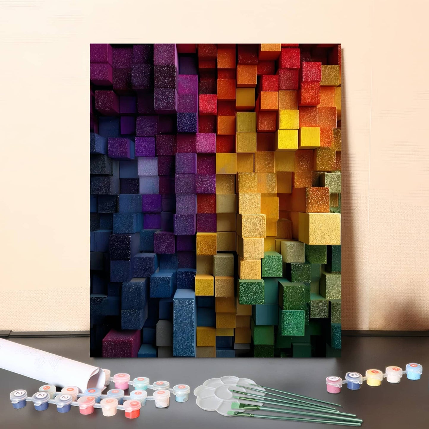 Rainbow Wall – Paint by Numbers Canvas Kit