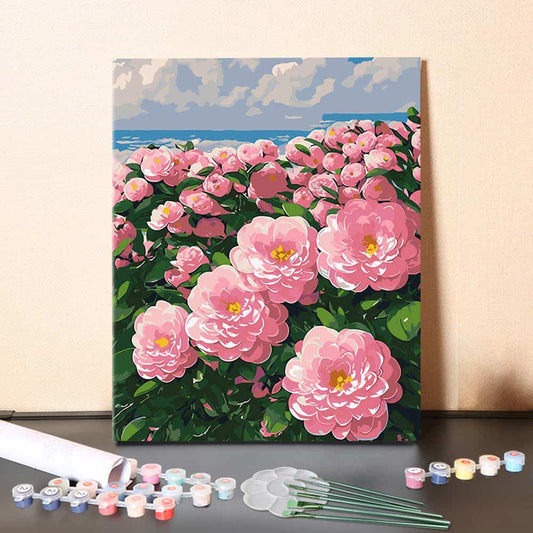 Field of Pink Roses – Paint by Numbers Canvas Kit