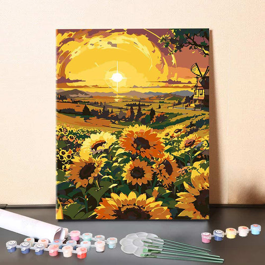 Sunflower Sunset – Paint by Numbers Canvas Kit