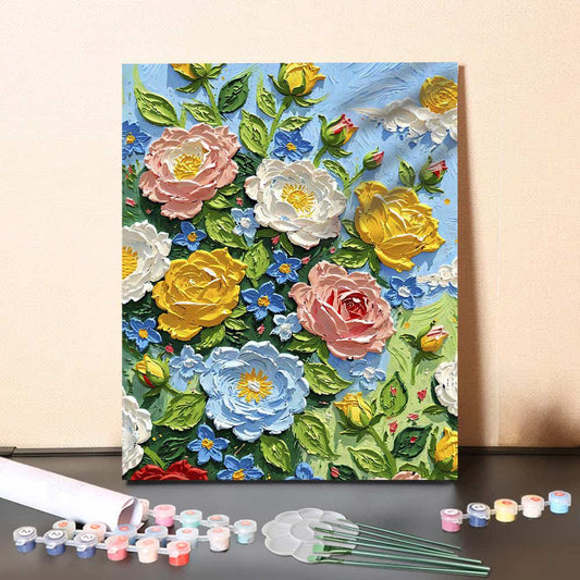 Colorful Rose Bush – Paint by Numbers Canvas Kit