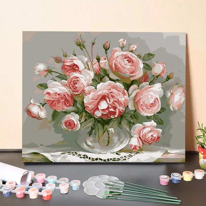 Pink Roses – Paint by Numbers Canvas Kit