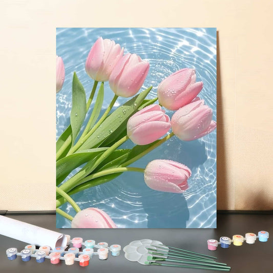 Tulips in Water Light – Paint by Numbers Canvas Kit
