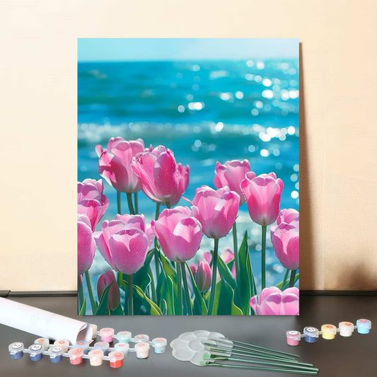 Tulips by the Sea – Paint by Numbers Canvas Kit