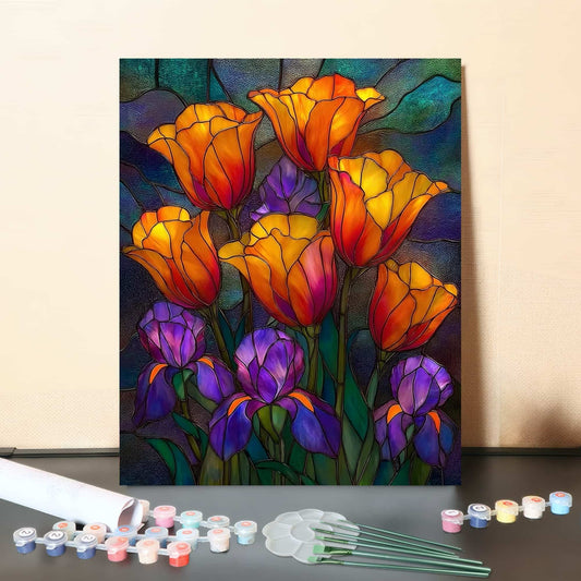Blossoms in Glass Light – Paint by Numbers Canvas Kit