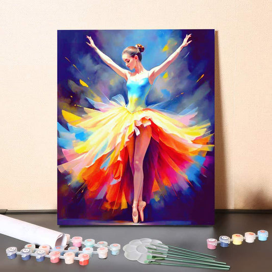 Colorful Ballet Dancer in Motion – Elegant Artistic Paint by Numbers Canvas Kit