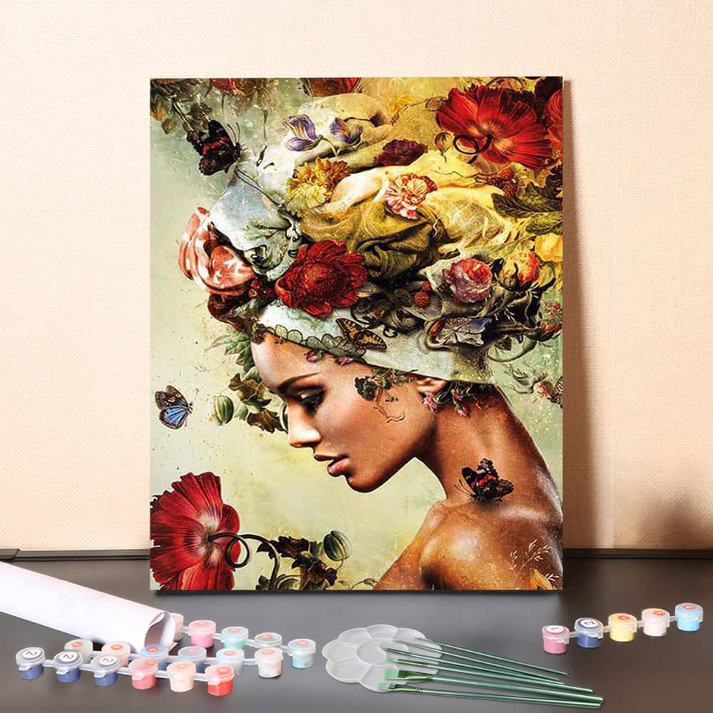 Garden of Reverie – Vintage Floral Woman Portrait Paint by Numbers Canvas Kit