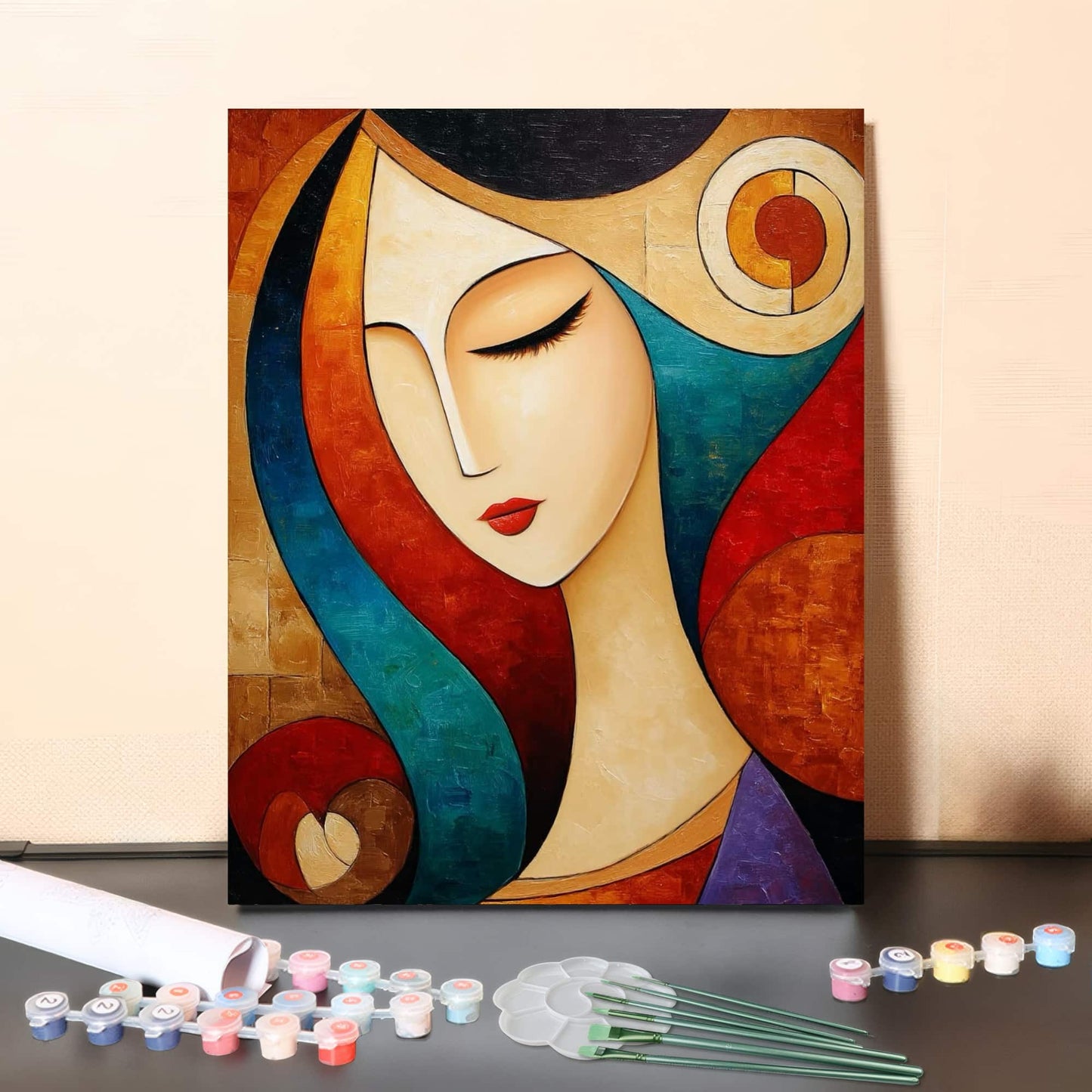 Harmony of Silence – Modern Abstract Woman Portrait Paint by Numbers Canvas Kit