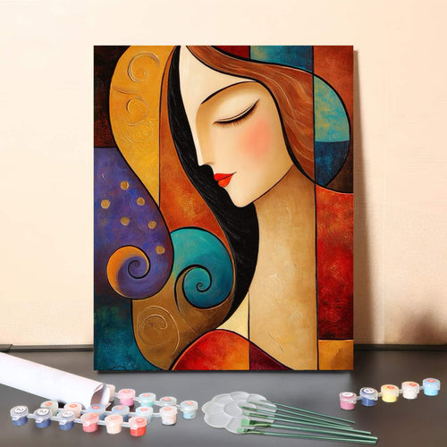 Serene Harmony – Modern Abstract Woman Portrait Paint by Numbers Canvas Kit