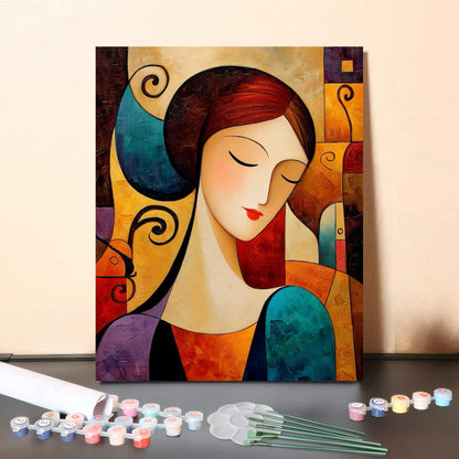 Quiet Grace – Elegant Abstract Woman Portrait Paint by Numbers Canvas Kit
