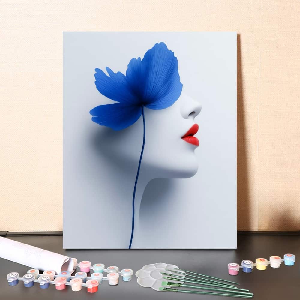 Red Lips, Blue Silence – Paint by Numbers
