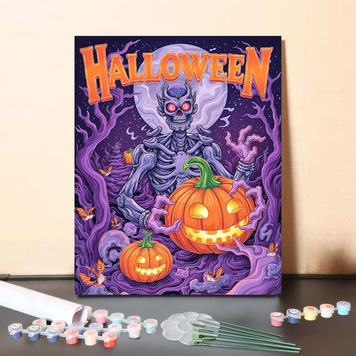 Colorful Halloween Skeleton – Paint by Numbers Canvas Kit