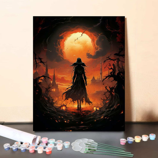 Colorful Halloween Witch Night – Paint by Numbers Canvas Kit