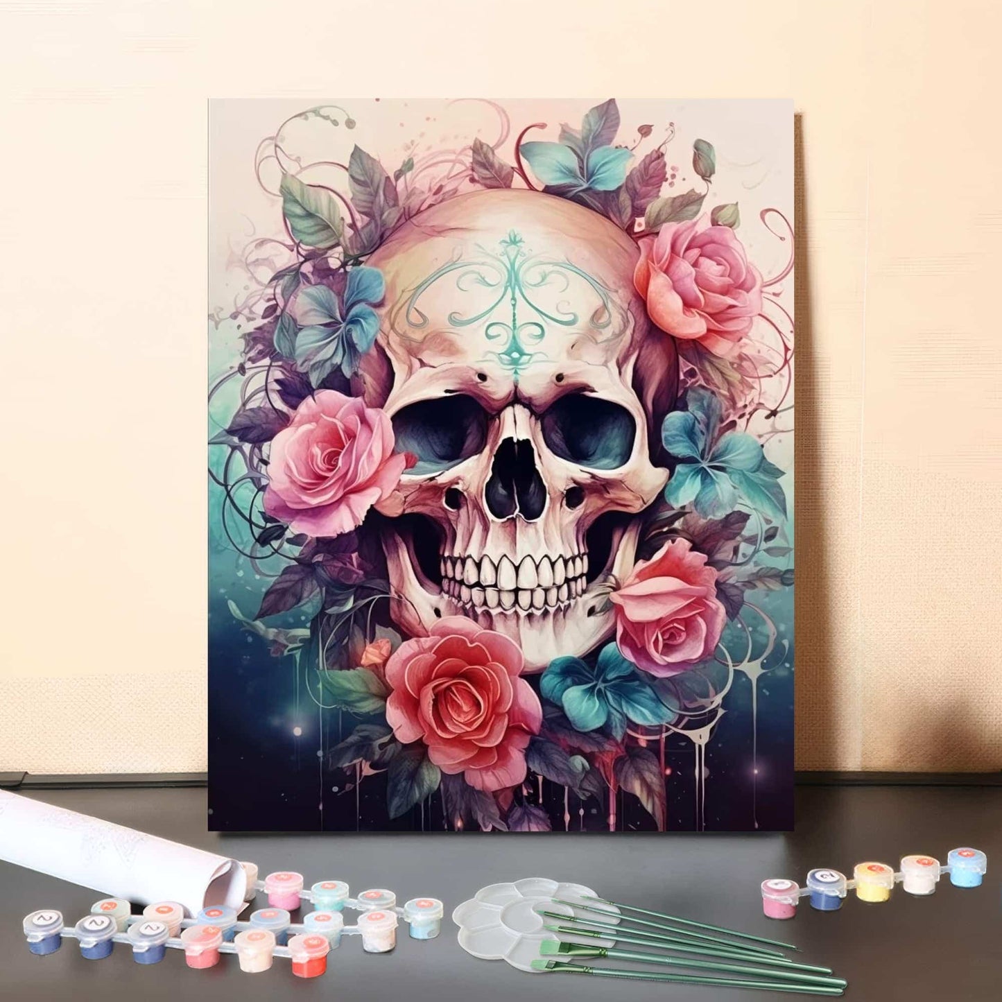 Mystic Floral Skull – Paint by Numbers Canvas Kit